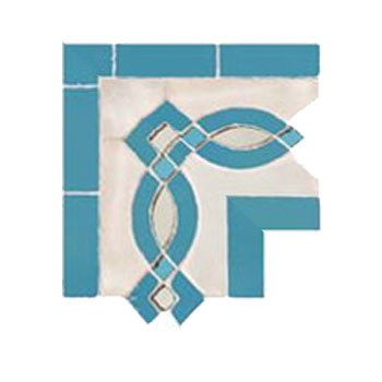Mosaic House Moroccan tile Zitoune Corner 1-23-13 White Turquoise Light Turquoise  zellige, mosaic, zellij, border, glaze, traditional, classic 